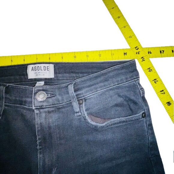 AGOLDE Sophie Mid Rise Skinny Ankle Raw Jeans Black Shout A123B-1158 Size 29 - Picture 6 of 12